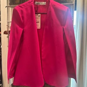 Zara Fuscia Pink Cape Blazer Medium